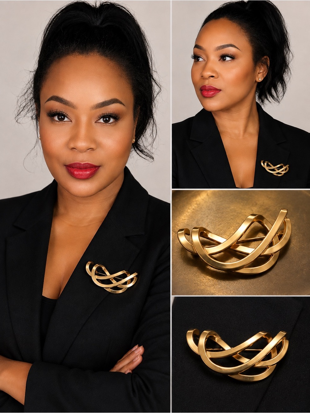 ✨Vintage Gold-Tone Modernist Statement Brooch✨